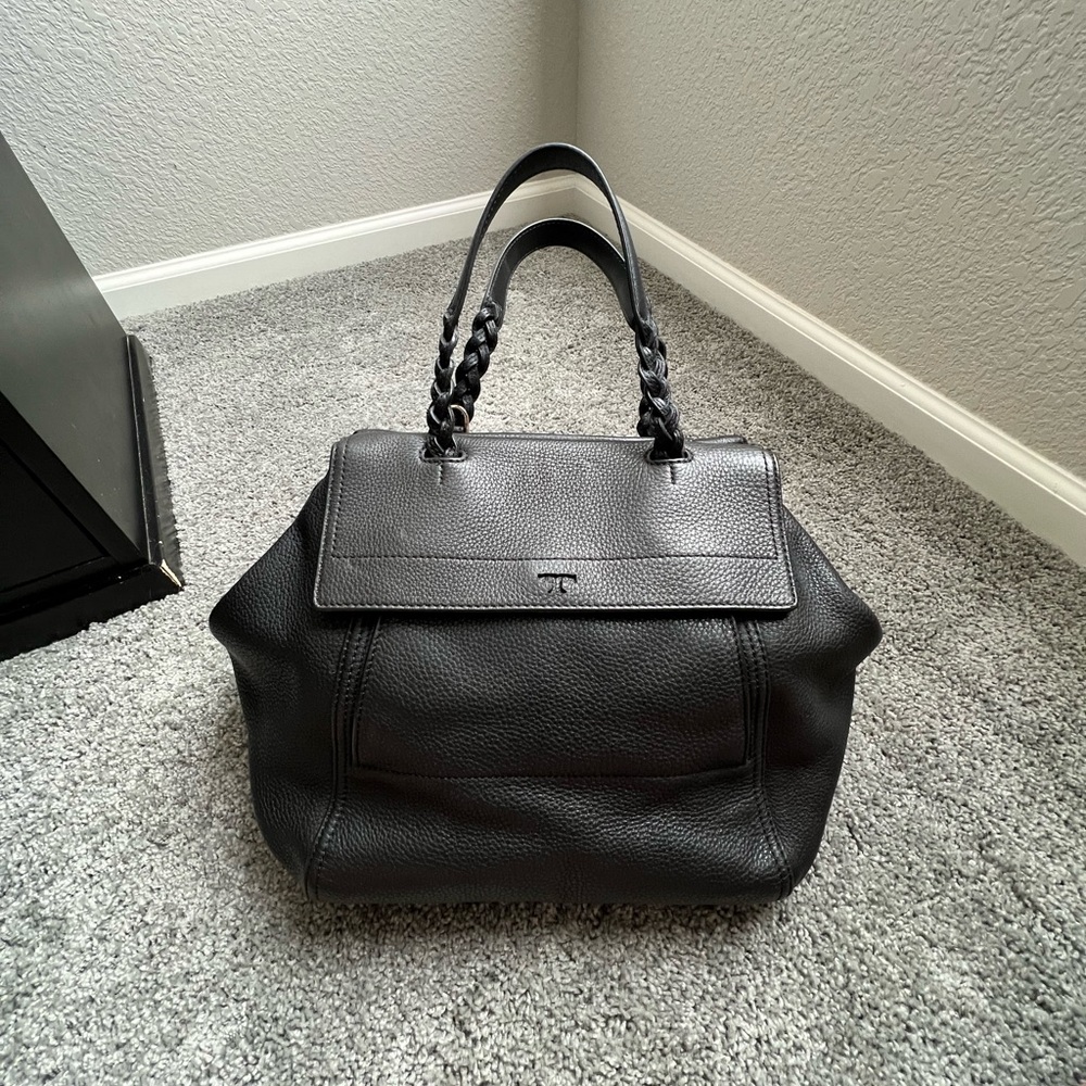 Tory Burch Black Leather Half Moon Bag